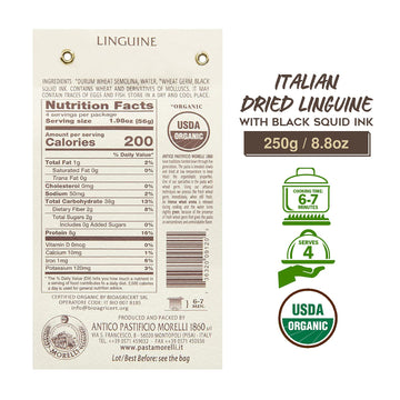 Morelli Black Squid Ink Pasta Variety Pack With Linguine And Fusilli (Rotini) - Organic Pasta - Imported Italian Pasta Sampler I