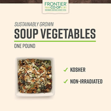 Frontier Deluxe Vegetable Soup, 1-Pound, Mixed Dried Vegetables For Soup, Stew, Stir Fry, Onion, Carrots, Peas & Potatoes