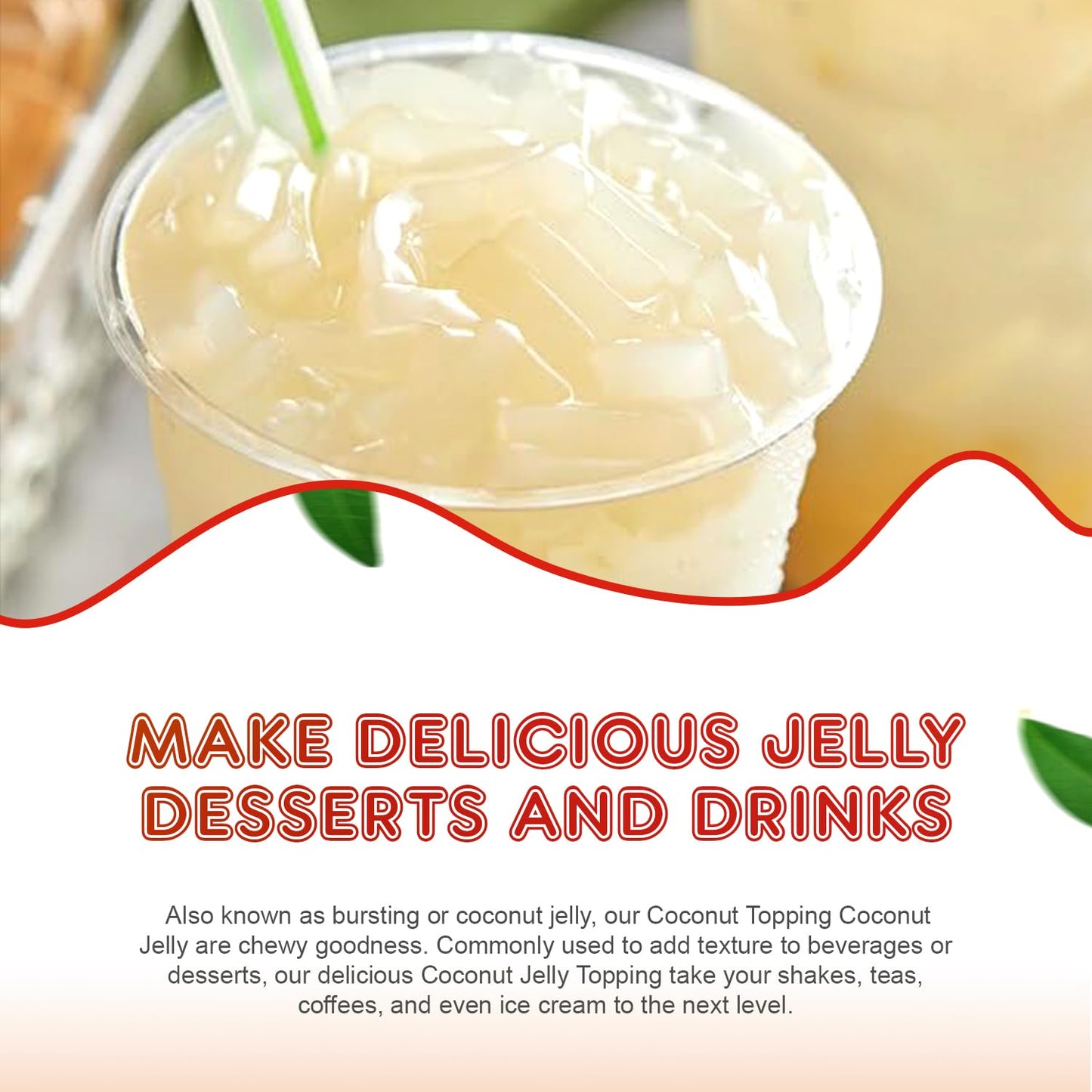 New Fanale Coconut Jelly Topping Nata De Coco For Boba Tea | Ice Cream | Yogurt | Smoothie | Milk Tea | Desserts Coconut, 8.3 Po