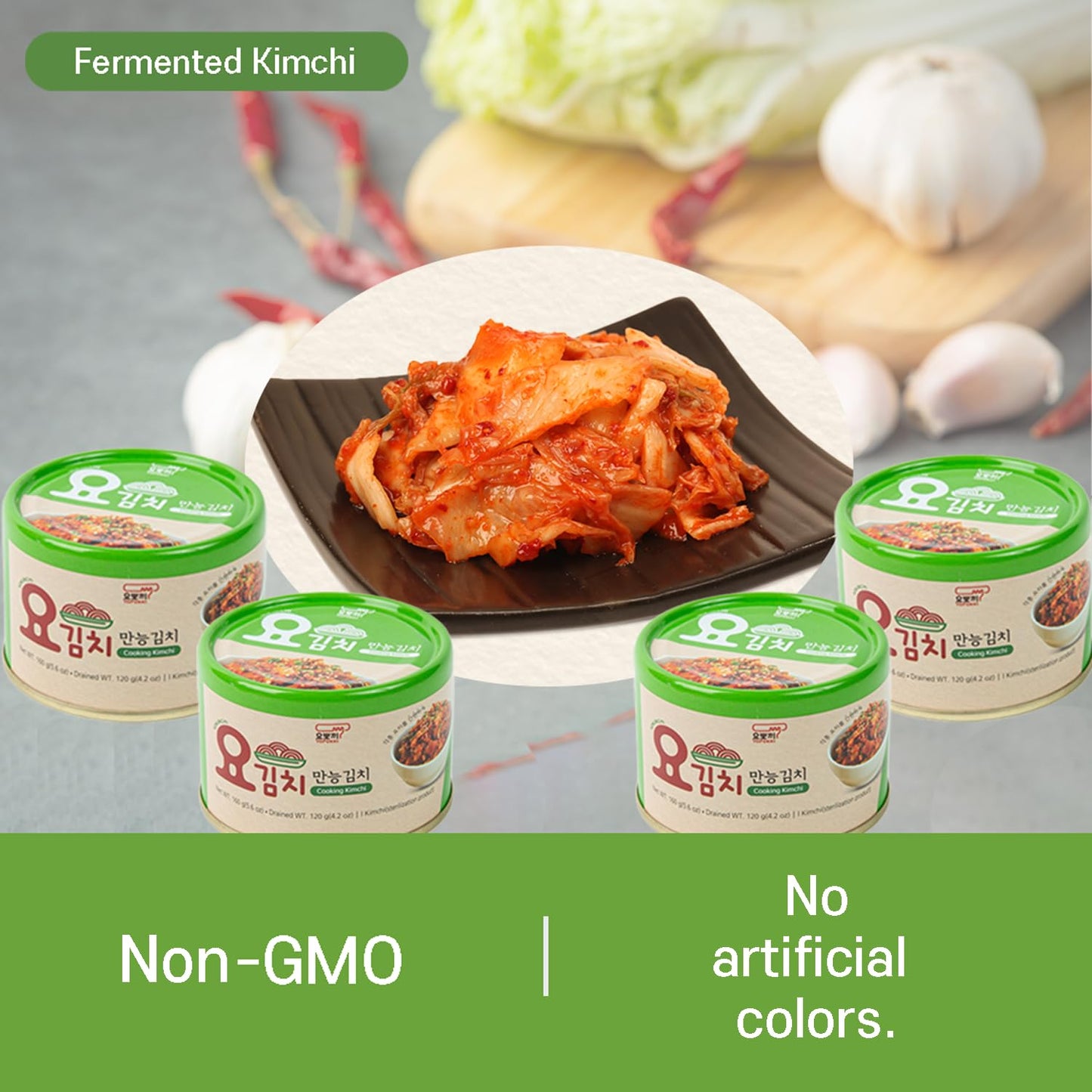 Yopokki Korean Canned Fermented Kimchi Napa Cabbage (4 Ea, Fermented Taste)