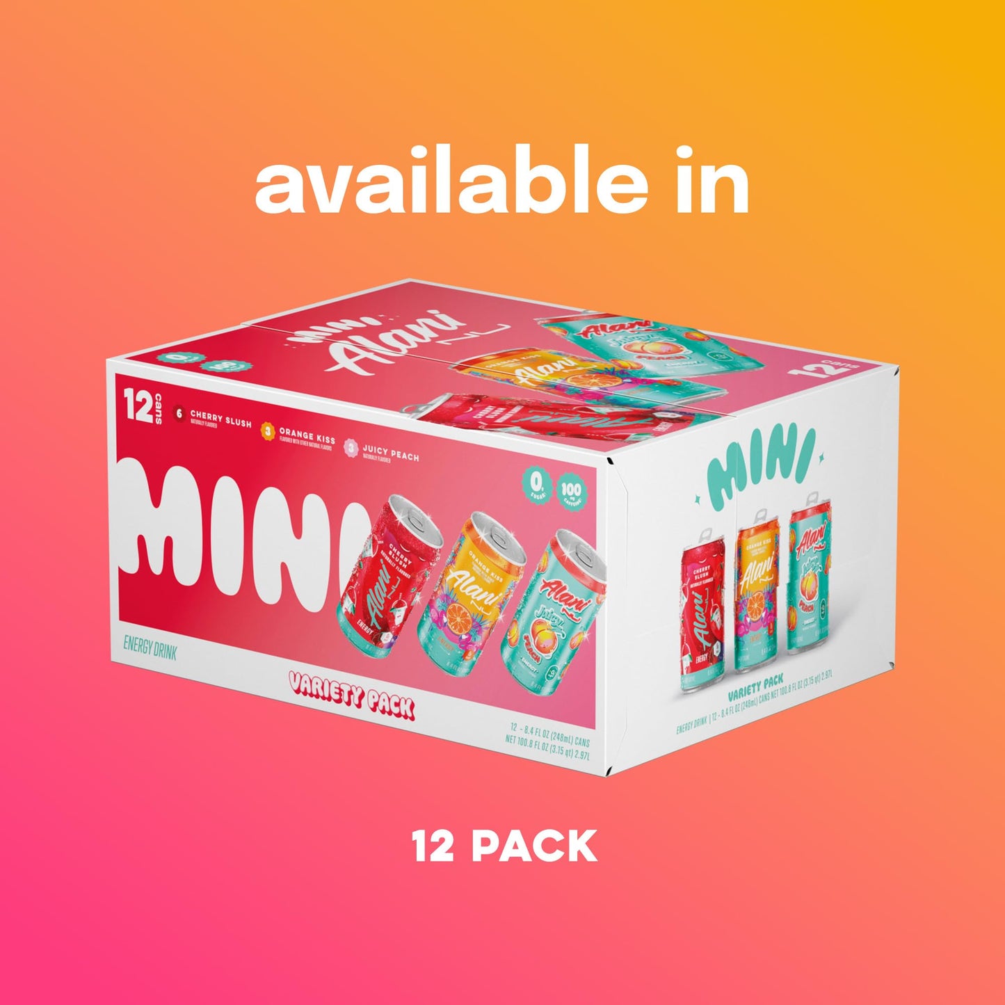 Alani Nu Variety Pack Energy Drinks, 100mg Caffeine, Low Calorie, 8 Fl Oz Cans, Multi-colored, 12 Pack