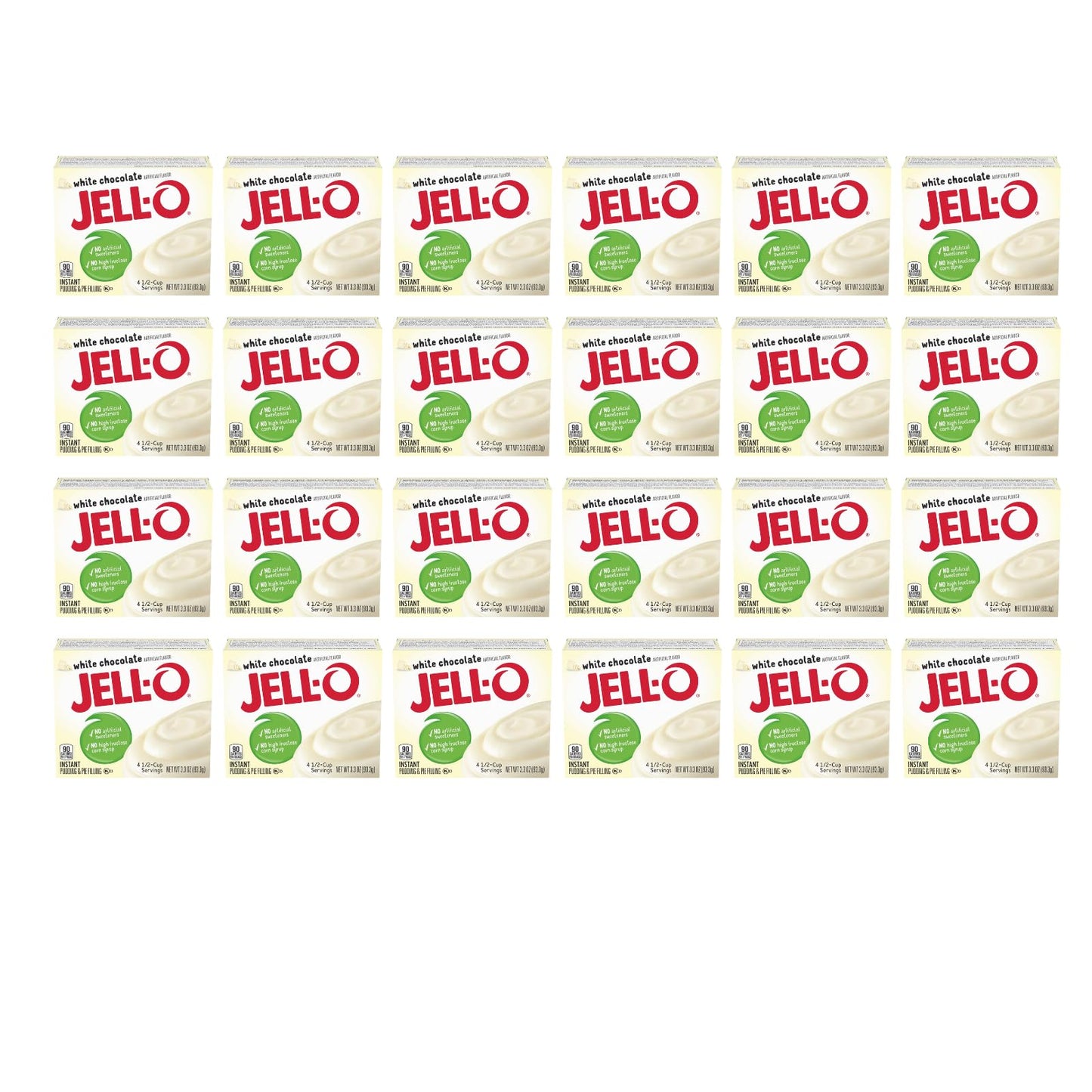Jell-O Instant Pudding & Pie Filling, White Chocolate, 3.3-Ounce Boxes (Pack of 24)