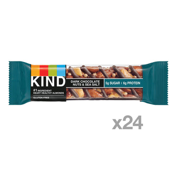 KIND Nut Bars, Dark Chocolate Nuts and Sea Salt, Healthy Snacks, Gluten Free, Low Sugar, 6g Protein, 24 Count (Pack of 3)