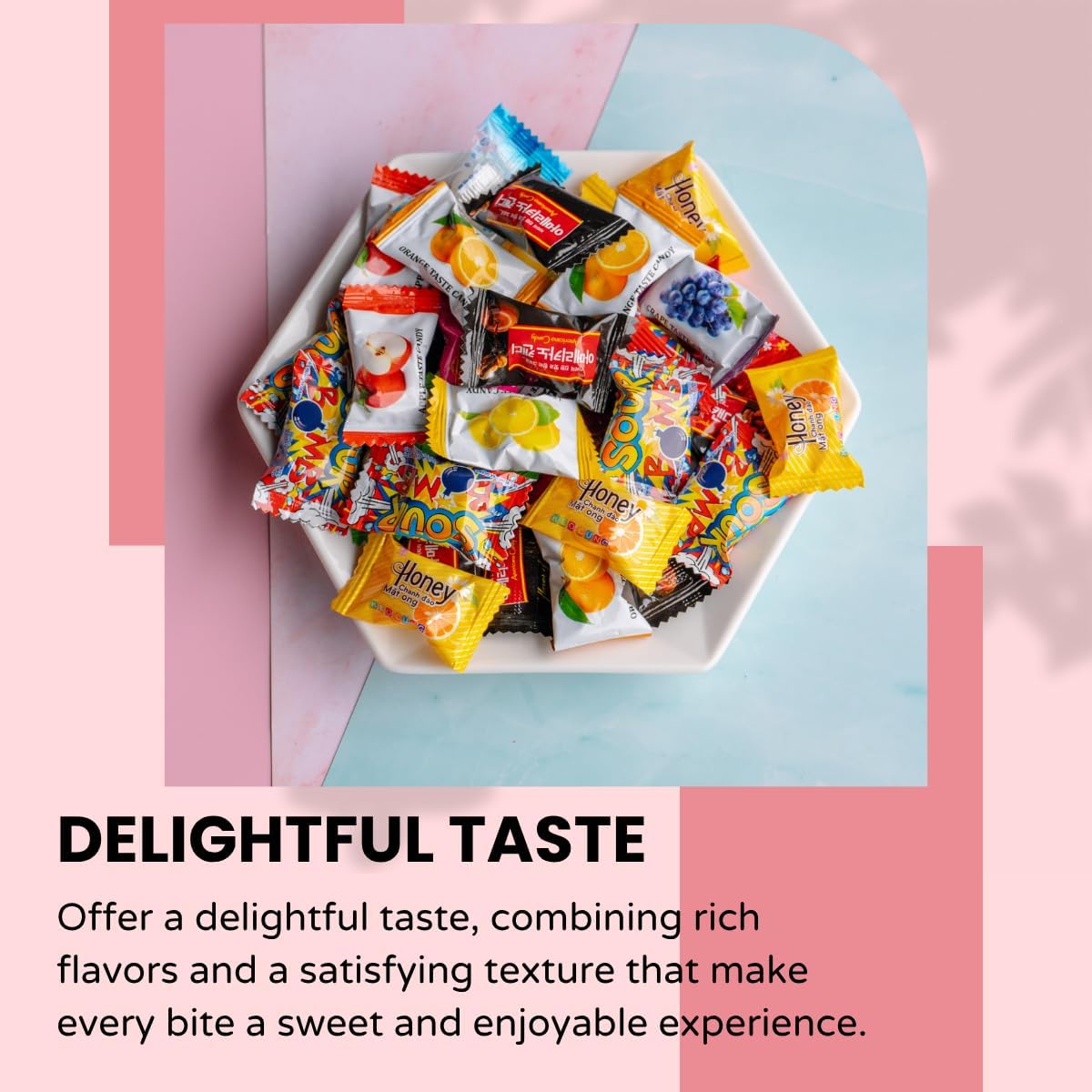 Asian Candy Variety Box - Korean, Japanese, China, Taiwan, and Vietnam. 2.10 lb Bulk Box - 200 Individually Wrapped Gummies, Taf