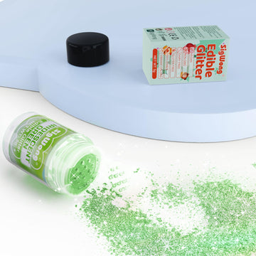 Iridescent Green Edible Glitter - 5G Food Grade Cake Decorating Shimmering Glitter, Edible Sprinkle Luster Dust For Drinks, Choc