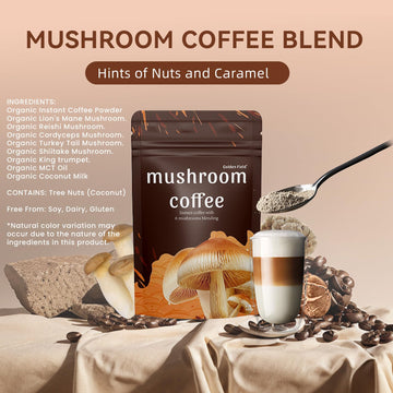 Mushroom Coffee 6 Adaptogenic Mushrooms Usda Organic Instant Coffee Mct Oil Usa Grown Better Energy, Focus, Digestion, Immunity