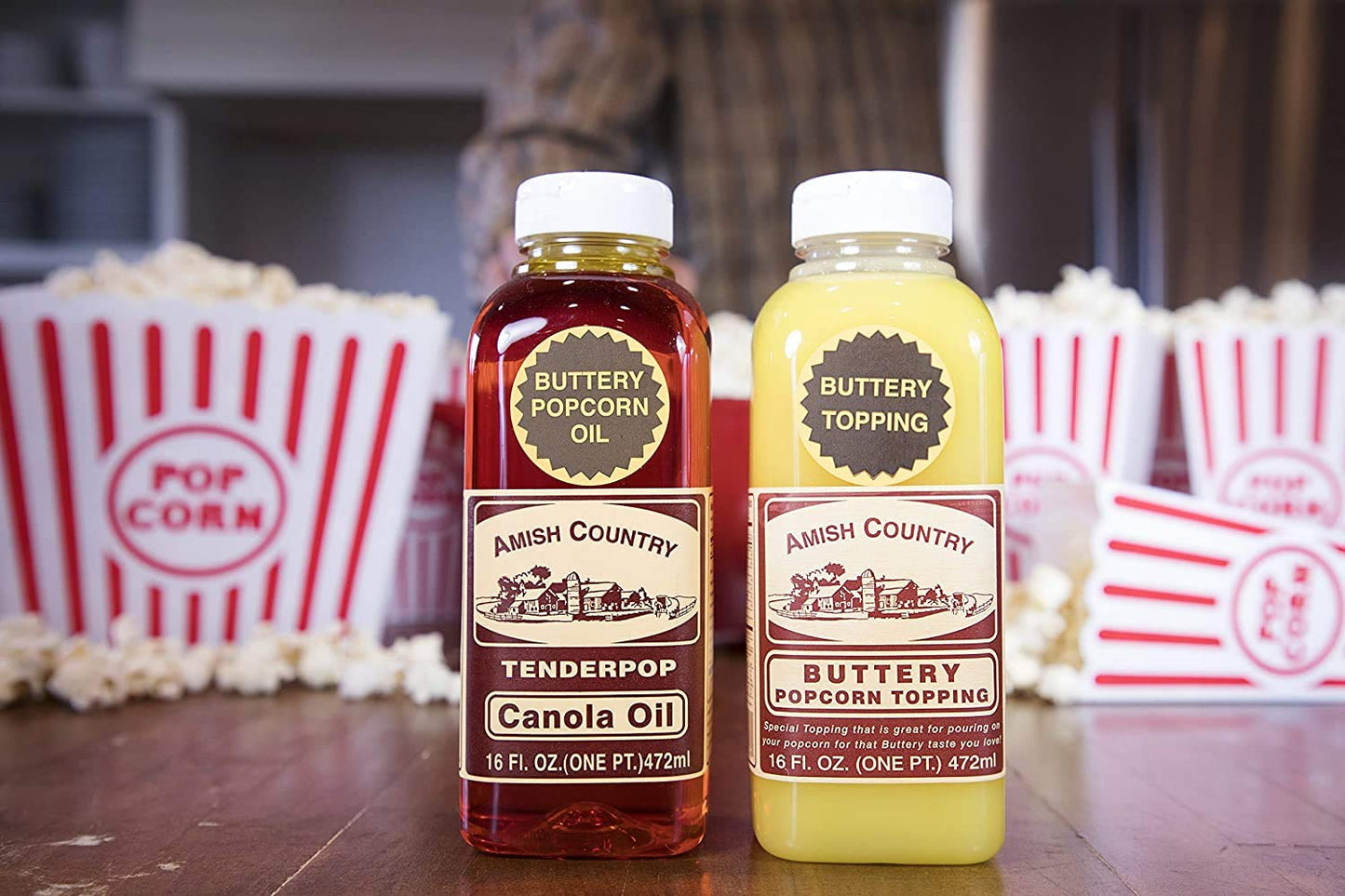 Amish Country Popcorn | Buttery Popcorn Toppings | 2 Pack - 1 Buttery Topping & 1 Canola Oil | Old Fashioned, Non-Gmo And Gluten Free