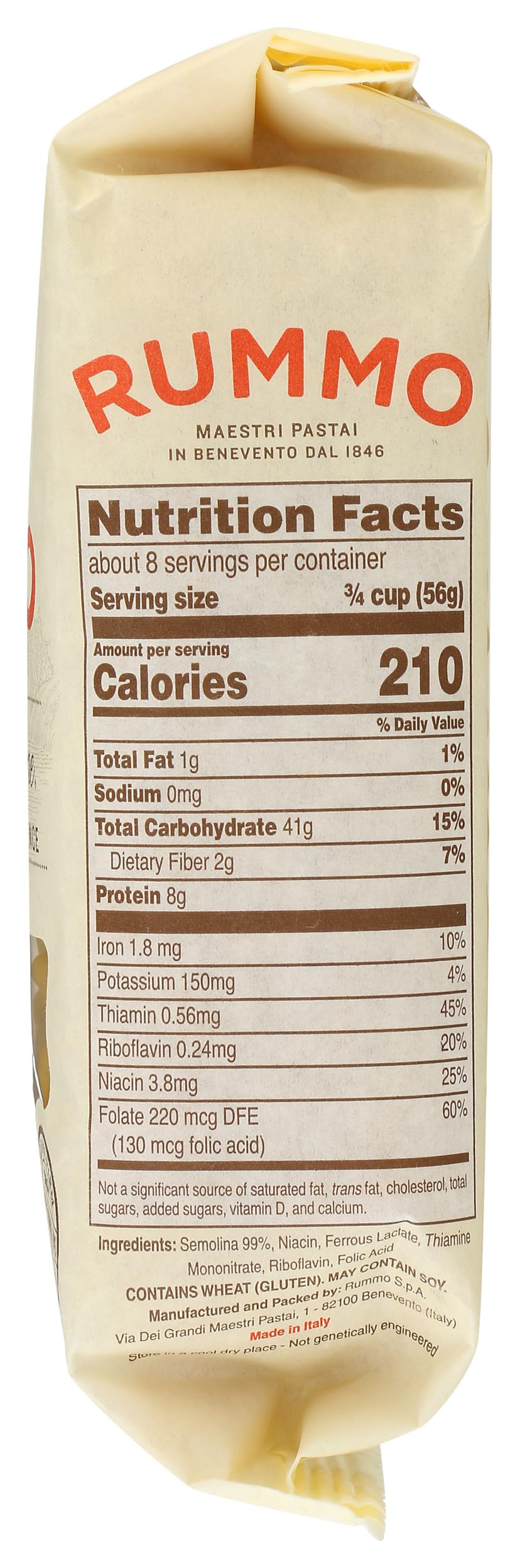 Rummo Elbows Pasta N.160 - Elbow Macaroni Pasta Noodles, Elbow Noodles, Durum Wheat Pasta, Italian Pasta, Dry Pasta - 16 Ounce (Pack Of 1)