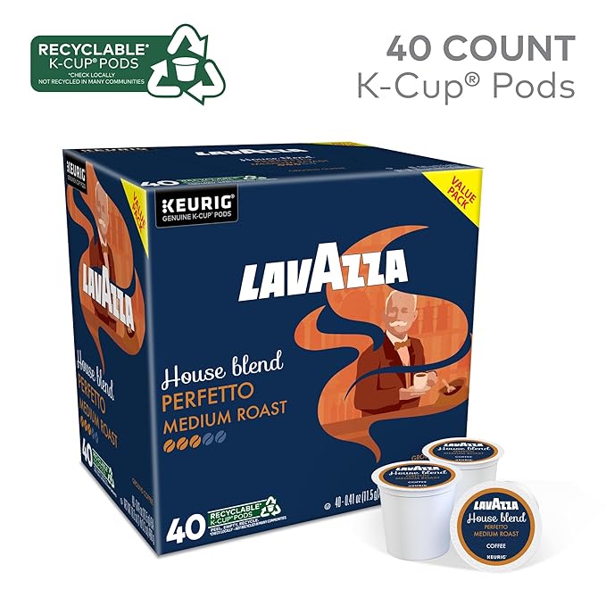 Lavazza Perfetto Coffee K-Cups for Keurig Brewer, 40 Count, Rich Coffee Flavor, Convenient Single-Serve Pods