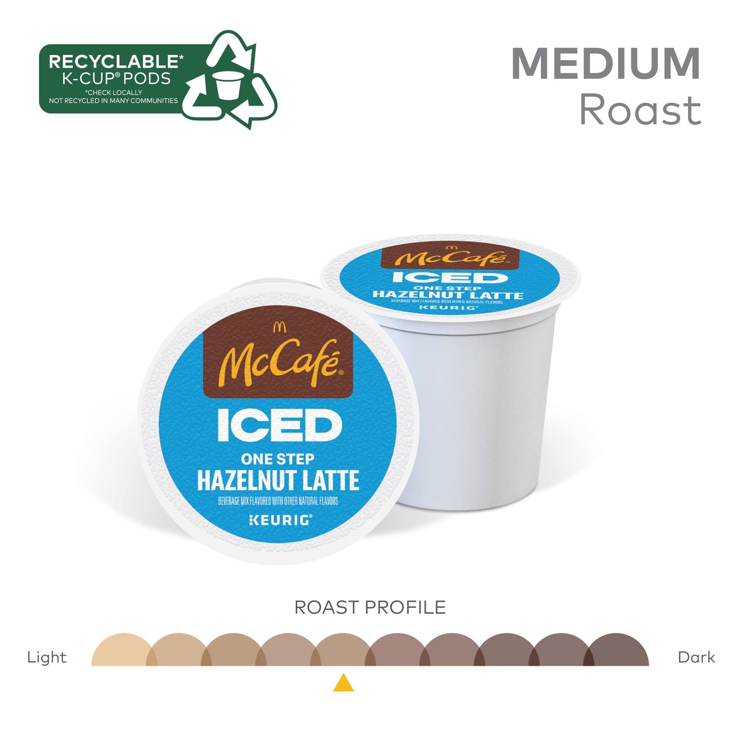 McCafe Hazelnut Latte K-Cup Pods, Iced Coffee, 60 Count (6 Packs of 10) - Single Serve Keurig Compatible