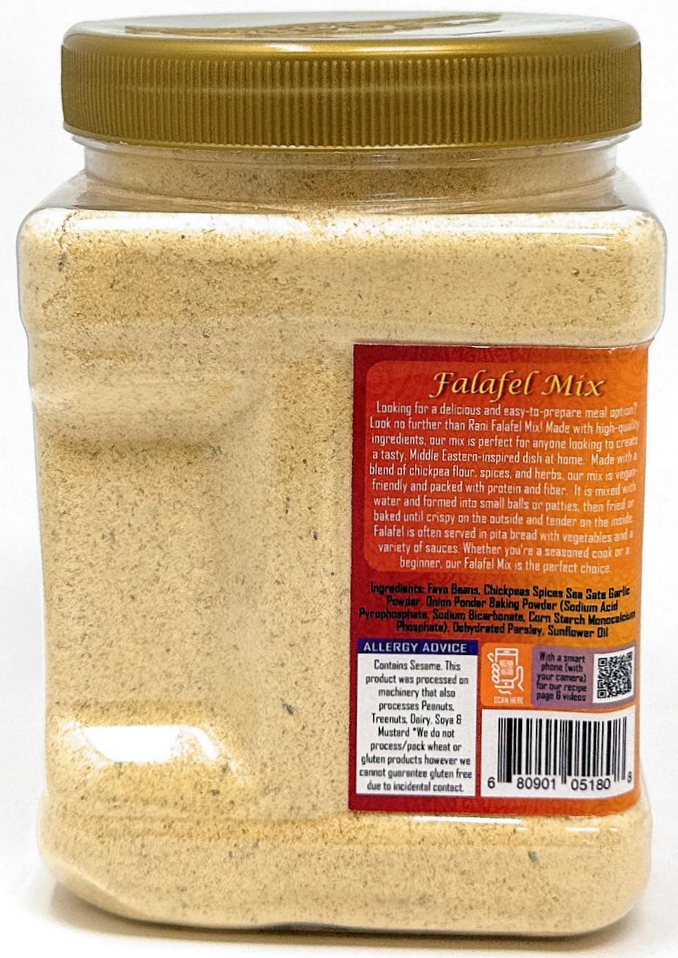 Rani Falafel Mix - Chickpeas & Spices Blend, Gluten Friendly, 20oz PET Jar, Non-GMO, Kosher, Product of USA