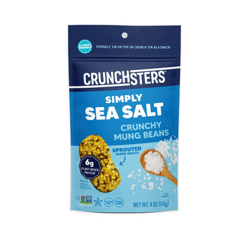Crunchsters Crunchy Sprouted Mung Beans, Plant-Based Protein Super-Snack and Salad Topper, Gluten-Free, Nut-Free, Vegan, 6g Prot