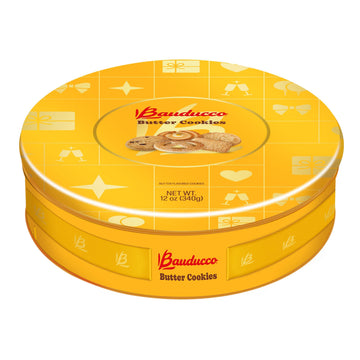 Bauducco Assorted Butter Cookies Tin, 12 Oz (Pack Of 1) – Traditional Danish Shortbread Style Cookies, Perfect Holiday Gift Or Sweet Snack Treat - No Artificial Colors