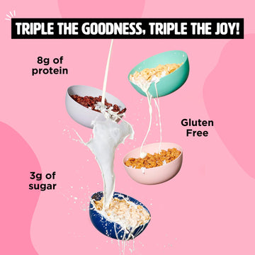 Protein And Gluten-Free Breakfast Cereal By Three Wishes - Strawberry, 6 Pack - More Protein And Less Sugar Snack With Natural F