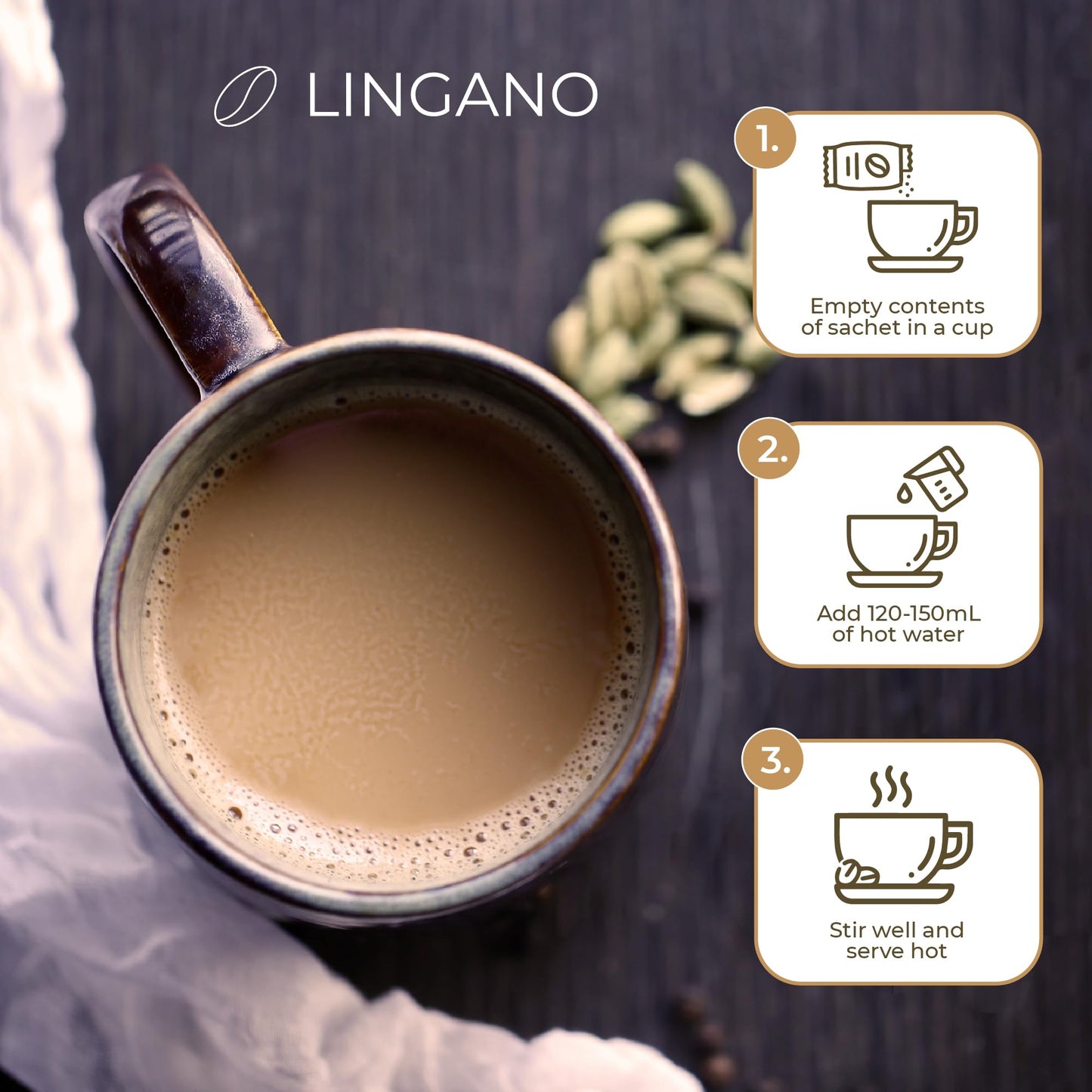 Nutrizza Ganoderma Cafe Latte 3-in-1 Coffee Mix - Gourmet Instant Coffee (20 Sachets, 14.82 oz)