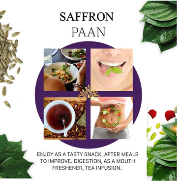 Aryaa Organic Saffron Kesar Paan | 8.75Oz (250G) | Ayurvedic Digestive, Mouth Freshener & Herbal Tea | Vegan, Gluten-Free, Non-G