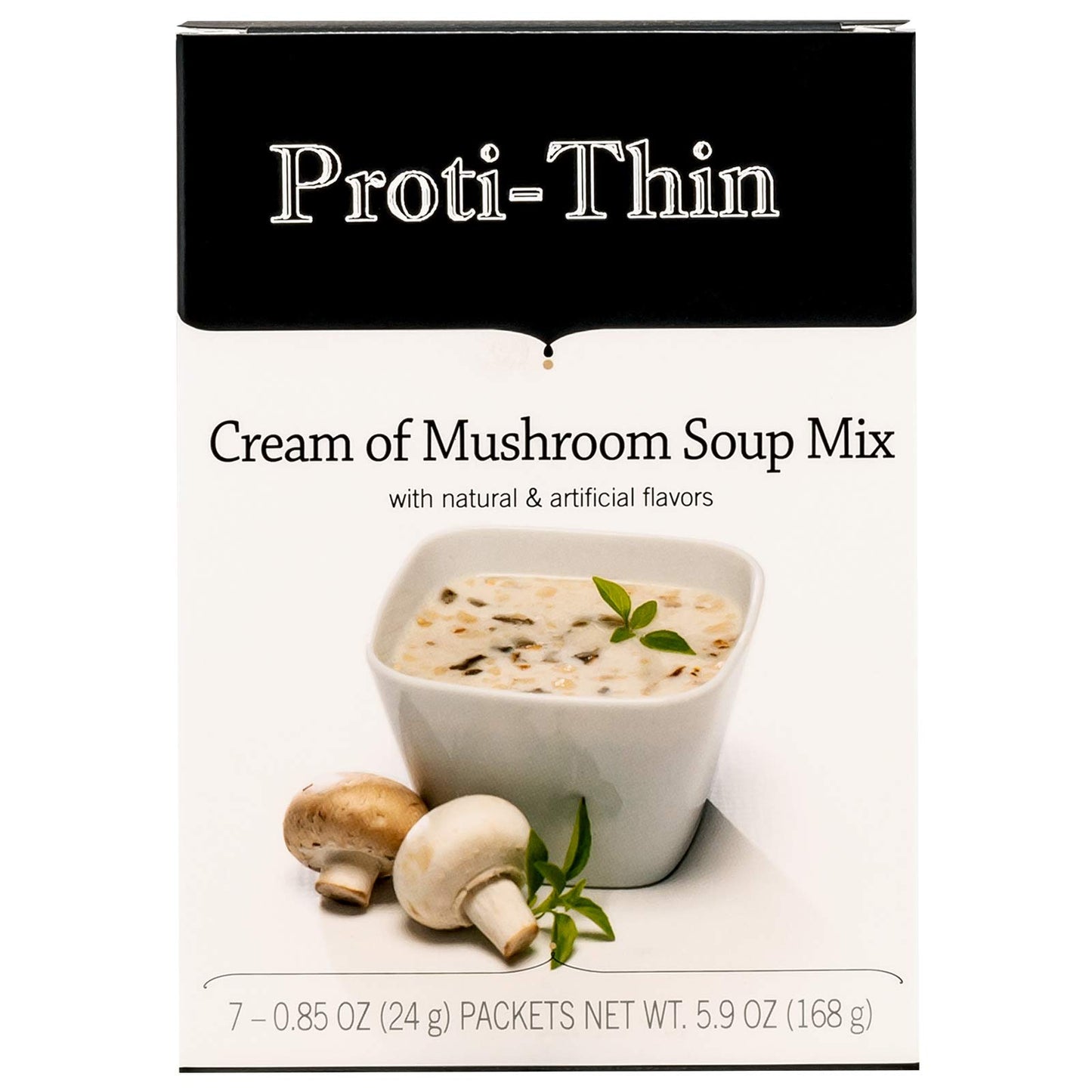 Proti-Thin High Protein Cream Of Mushroom Soup, Gluten-Free, 15G Protein, Low Calorie, Low Carb, Low Fat, No Gluten Ingredients, Healthy Instant Diet Soup Mix, Keto Friendly, Ideal Protein Compatible,1 Pack Of 7 Servings