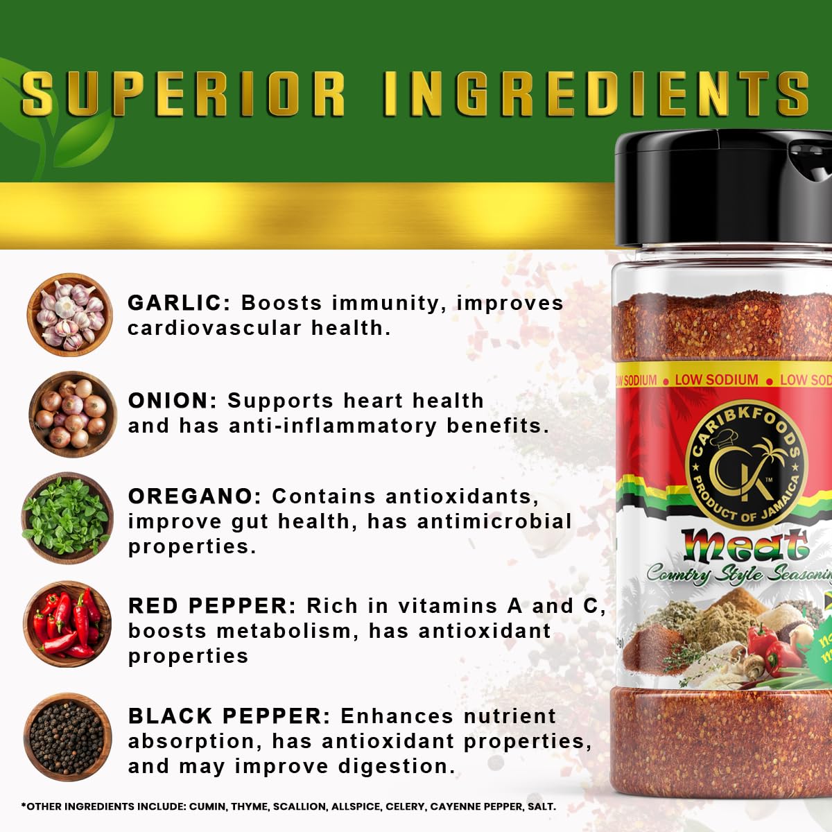 Caribbean Kitchen Meat Seasoning (4.05 Oz) -100% All Natural Premium Ingredients | Healthy Gourmet Spice Blend For All Foods - K