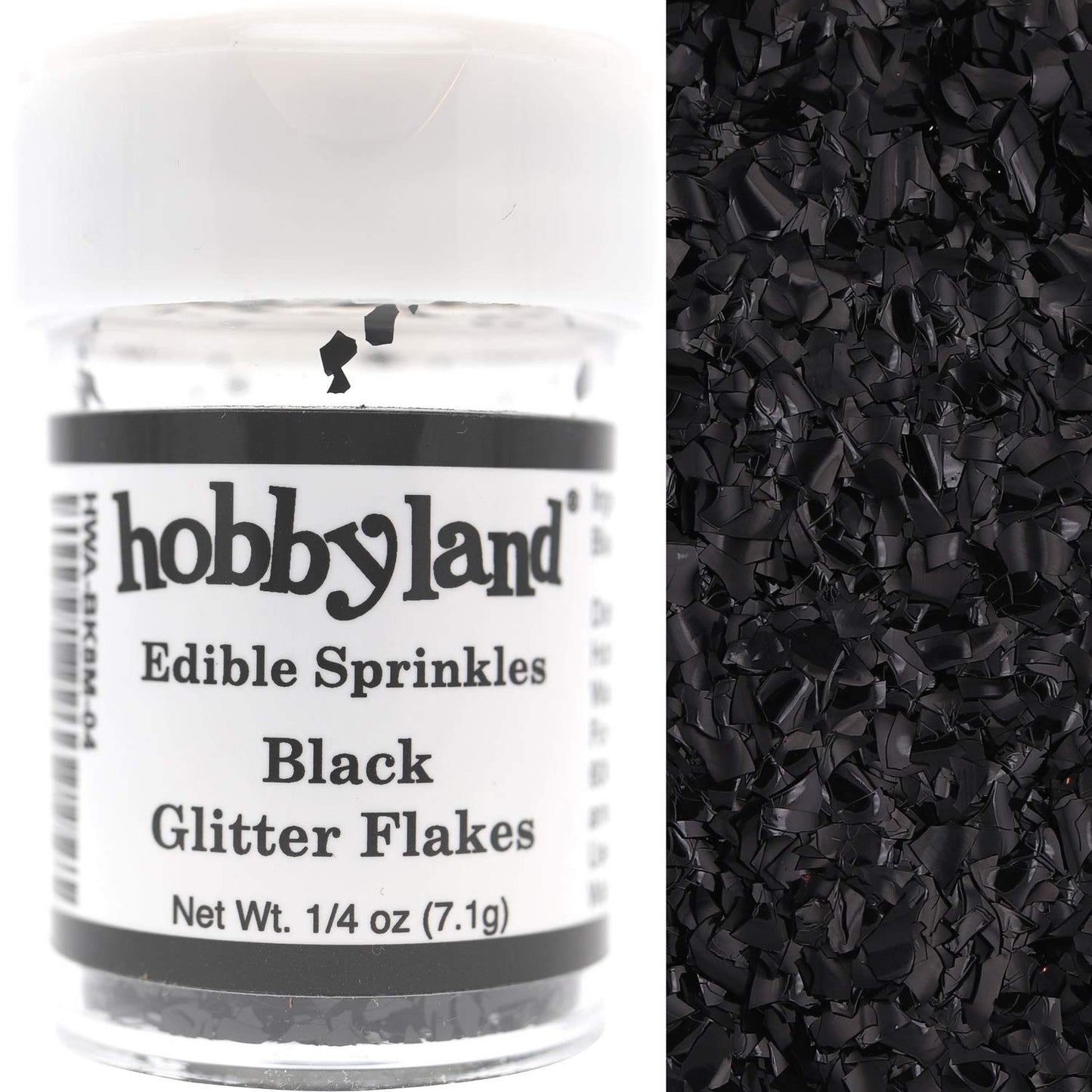 Hobbyland Edible Glittery Flakes (Black Glitter Flakes, 1/4 oz)