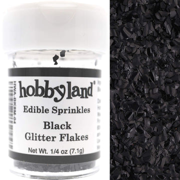 Hobbyland Edible Glittery Flakes (Black Glitter Flakes, 1/4 oz)
