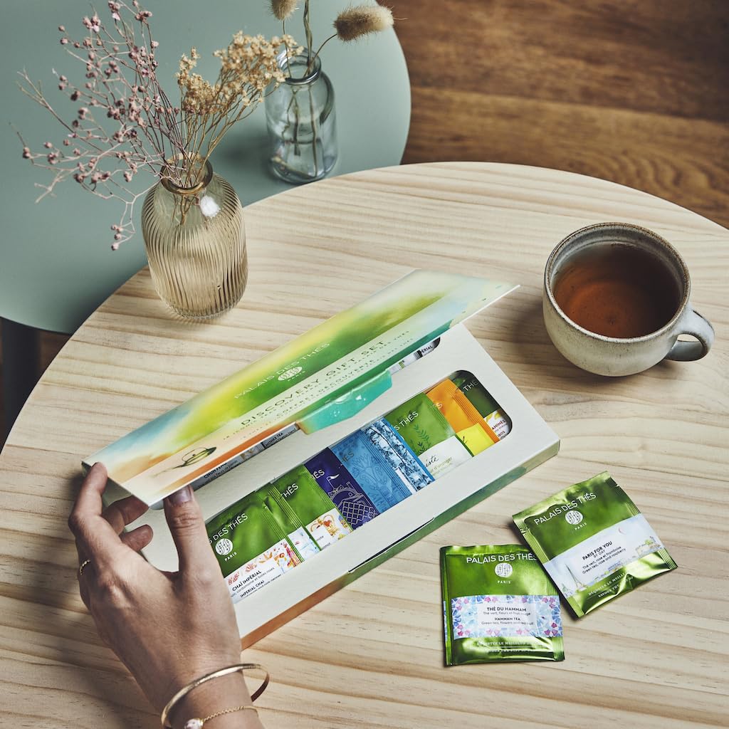 Palais Des Th  S - Discovery Gift Set Box With Premium Flavored Teas - Organic Selection Of Biodegradable Tea Bags - 18 Tea Bags