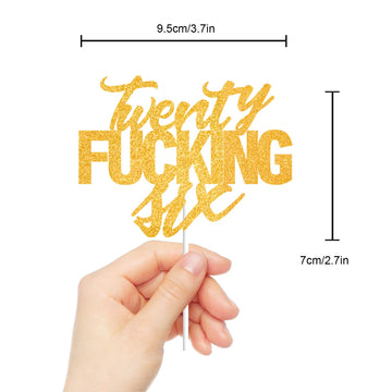 LINGBOOM Gold Glitter Cake Toppers for 26th Birthday Party Decorations, 26 Years Old, Model B08BPB77WB_CA NARF