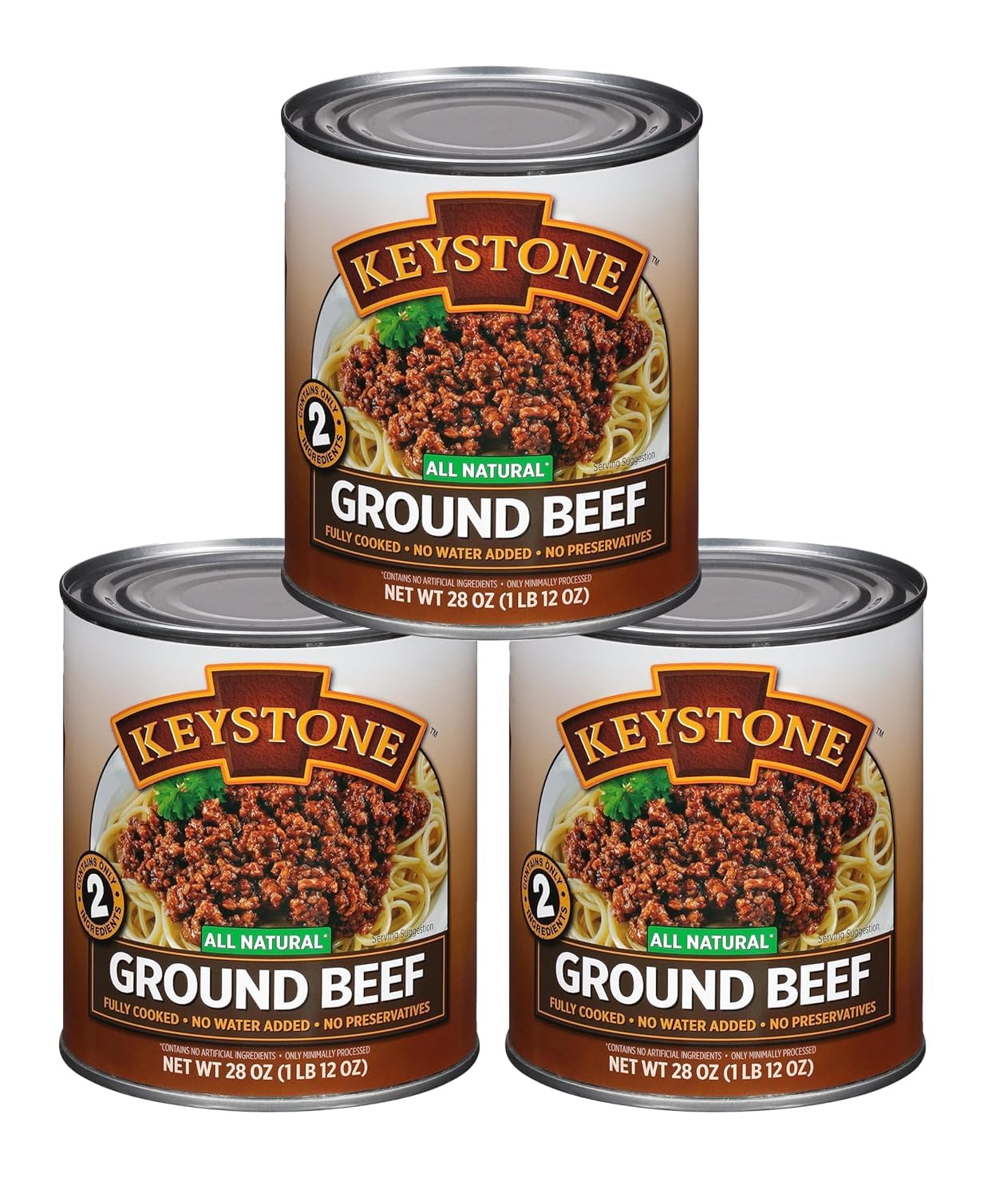 Keystone Meats All Natural Heat and Serve Ground Beef 28 Oz Fully Cooked Canned Meat Shelf Stable Emergency Survival Canned Food