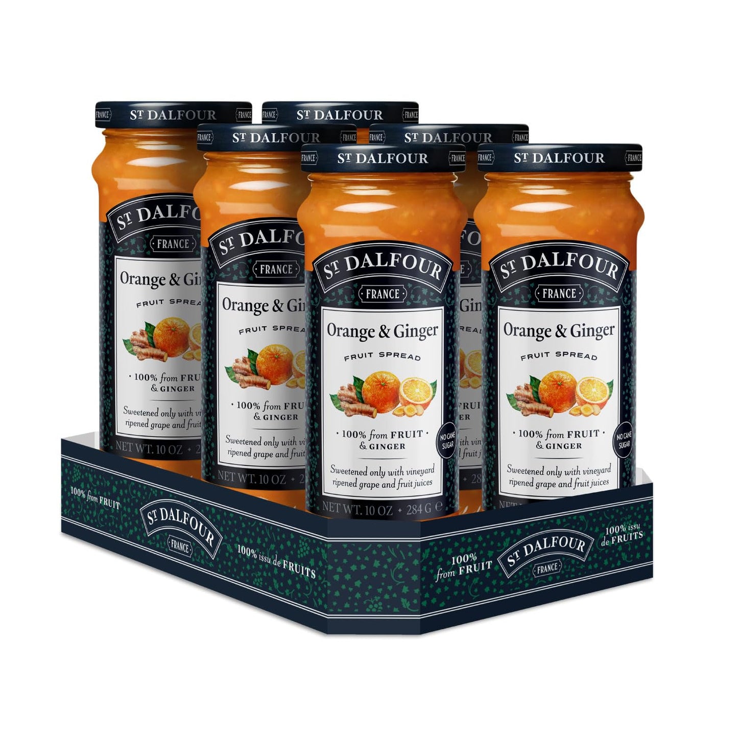 St. Dalfour Orange & Ginger Fruit Spread - 10oz - 100% from Fruit & Ginger, No Artificial Ingredients, Non-GMO, No Cane Sugars,