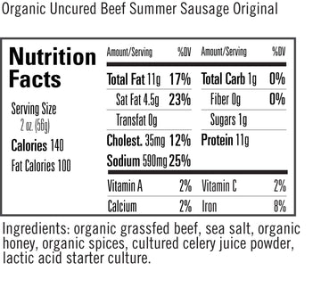 Organic Prairie Original Uncured Organic Beef Summer Sausage