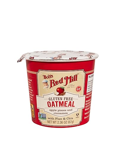 Bobs Red Mill gluten Free Oatmeal cup Apple pieces and cinnamon with Flax and chia 2.36 oz