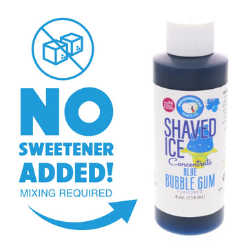 Hypothermias Shaved Ice And Snow Cone Syrup Unsweetened Flavor Concentrate - 4 Fl. Oz - Makes 1 Gallon Of Ready To Use Syrup - B