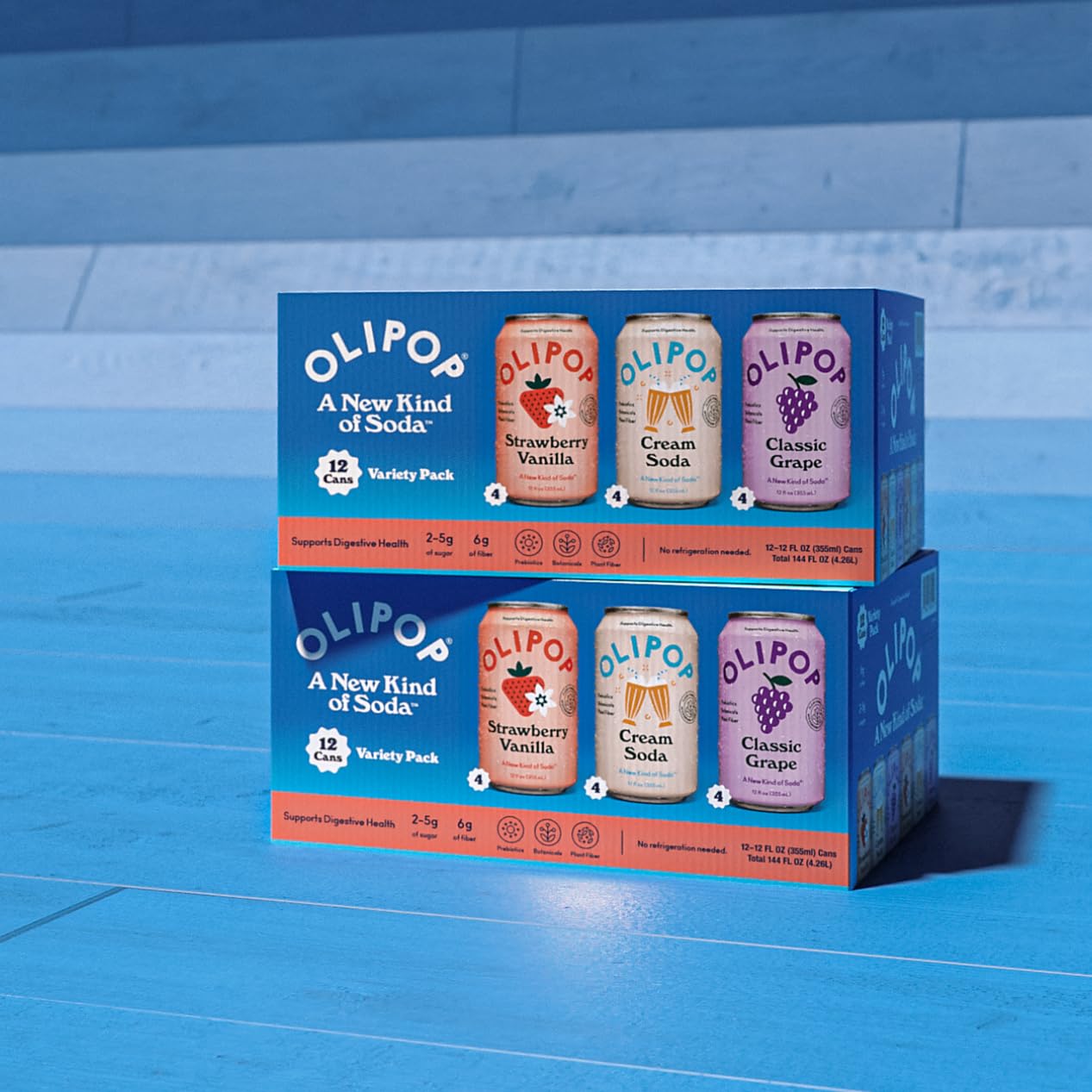 OLIPOP Prebiotic Soda Pop 3 Flavor Variety Pack Prebiotics Fiber and Botanicals Gluten Free Vegan GMO Free 12oz (12-Cans)