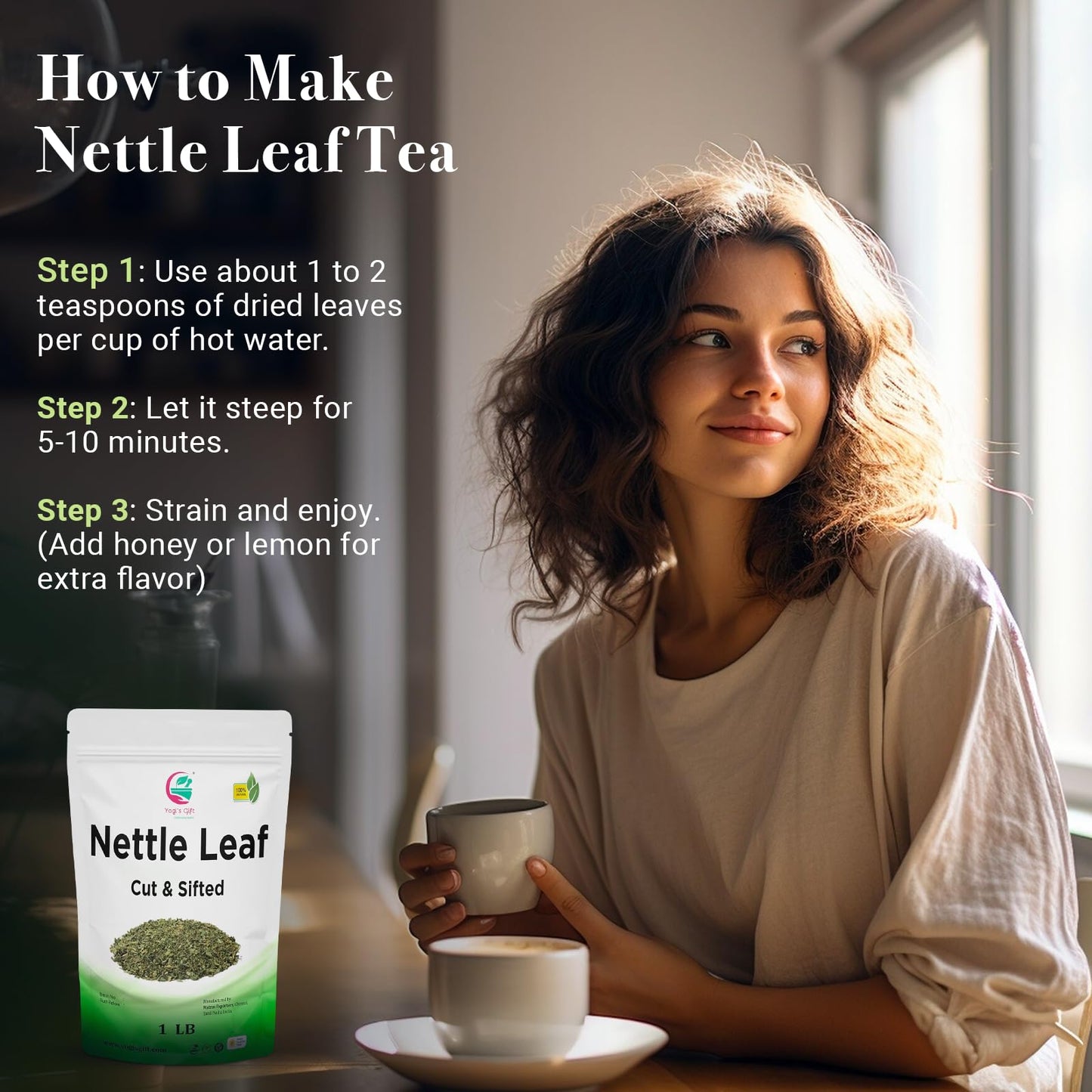 Stinging Nettle Leaves Dried 1 Lb | Cut And Sifted | Loose Nettle Leaf Herb Bulk | Non- Gmo, Ethically Sourced | By Yogis Gift®
