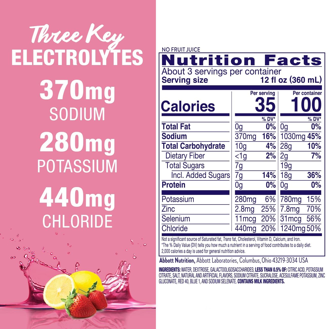 Pedialyte Advancedcare Electrolyte Solution With Preactiv Prebiotics, Hydration Drink, Strawberry Lemonade, 1 Liter, 4 Count (Pa