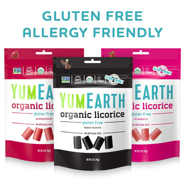 Yumearth Organic Licorice Lovers Variety Pack, 5Oz(Pack Of 6), Allergy Friendly, Strawberry, Pomegranate, Black Licorice, Gluten