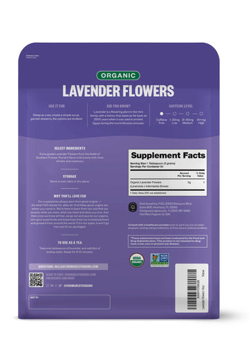 FGO Organic Dried Lavender Flowers, From France, 16oz, Packaging May Vary (Pack of 1)