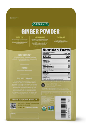 Fgo Organic Ginger Powder, Imported From India, 16Oz, Packaging May Vary (Pack Of 1)