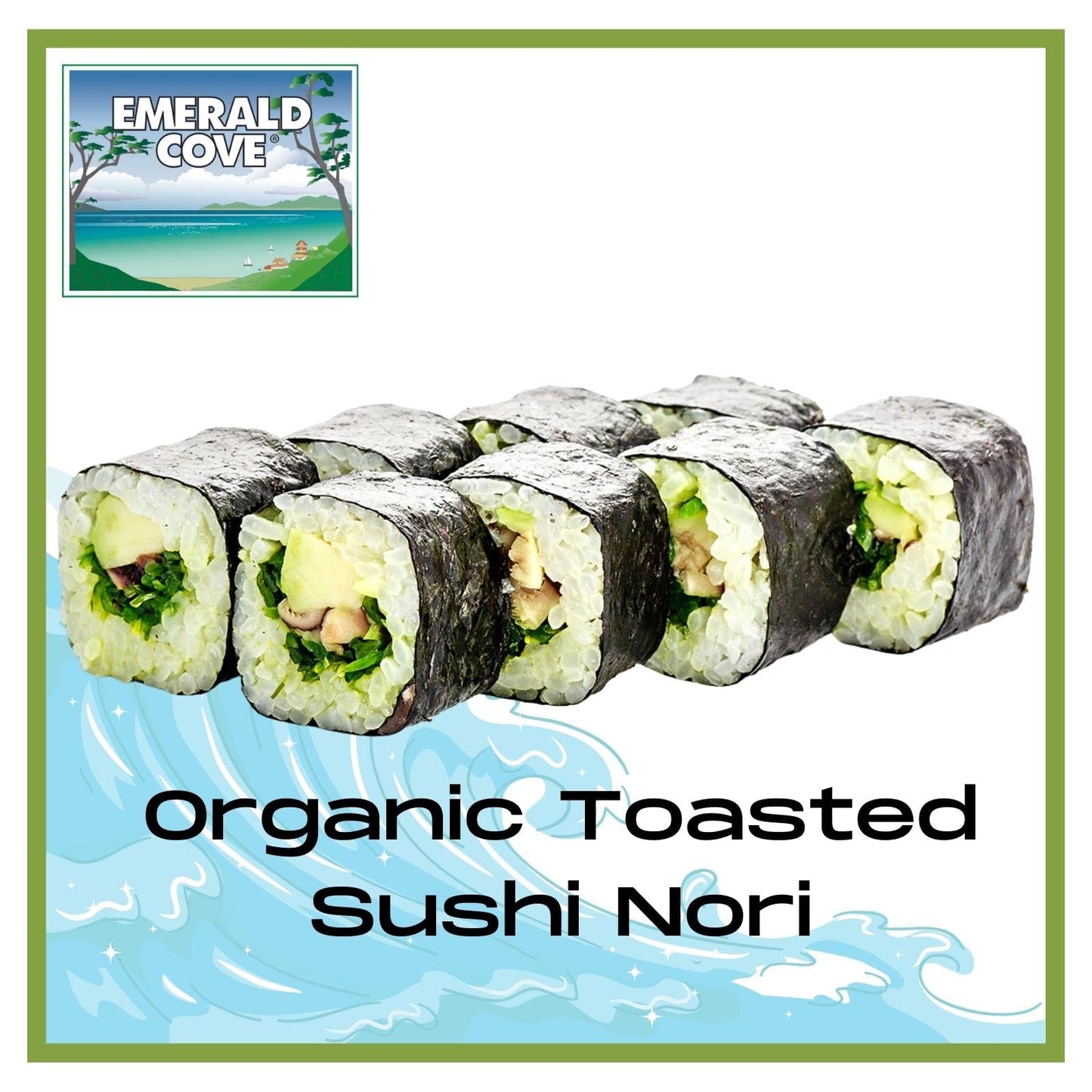 Emerald Cove Organic Pacific Sushi Nori (Dried Seaweed), 50 Count