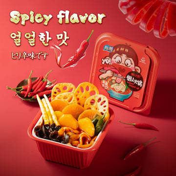 Yumei 3 Pack Instant Hotpot Meal Self Heating Hot Pot Ramen Noodle 2.8 Lb, 4 Flavors Available(Spicy & Hot)