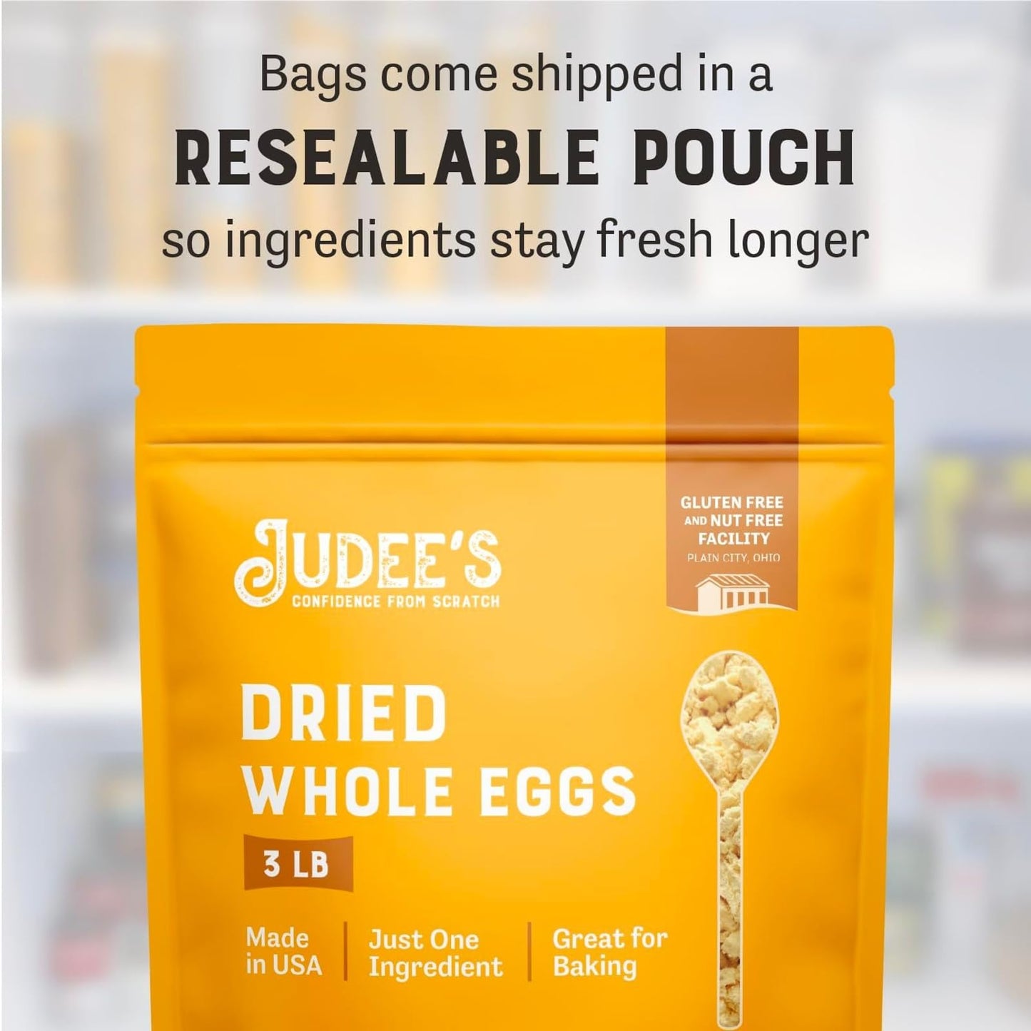 Judees Gluten Free Dried Whole Egg Powder 3 lbs - Baking Supplies - Delicious and 100% Gluten-Free - Great for Breakfast, Bakin