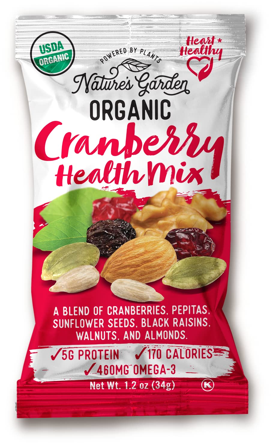 Natures Garden Organic Trail Mix Snack Packs, Multi Pack 1.2 Oz - Pack Of 24 (Total 28.8 Oz)