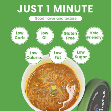 Hethstia Konjac Noodles Tom Yum Soup - 6 Pack Low Carb Shirataki Angel Hair Pasta, Gluten-Free Shirataki Noodles Instant Asian R