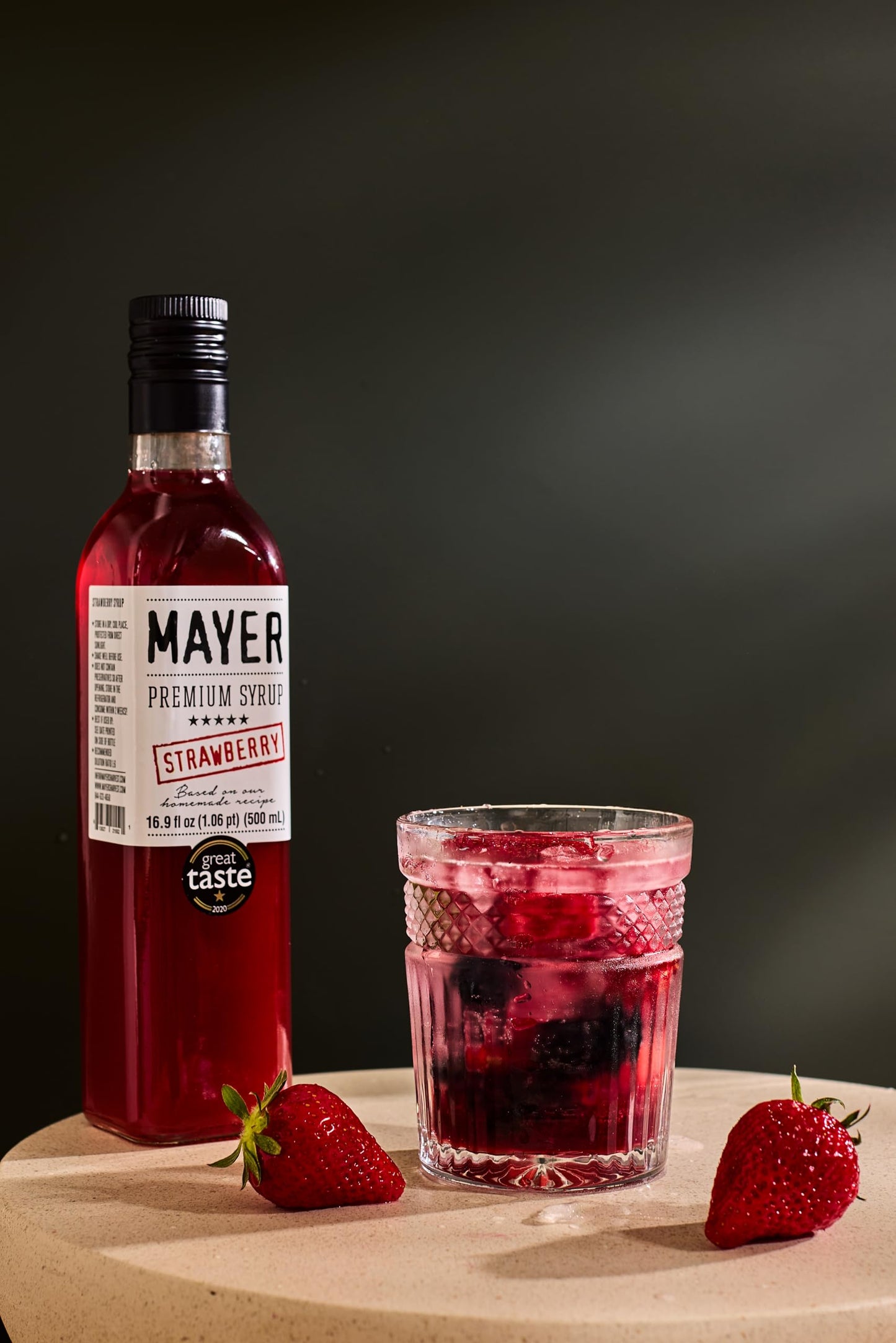 Mayer Strawberry Syrup - All-Natural, Vegan, Gluten-Free - 16.9 Fl Oz (Pack of 1)