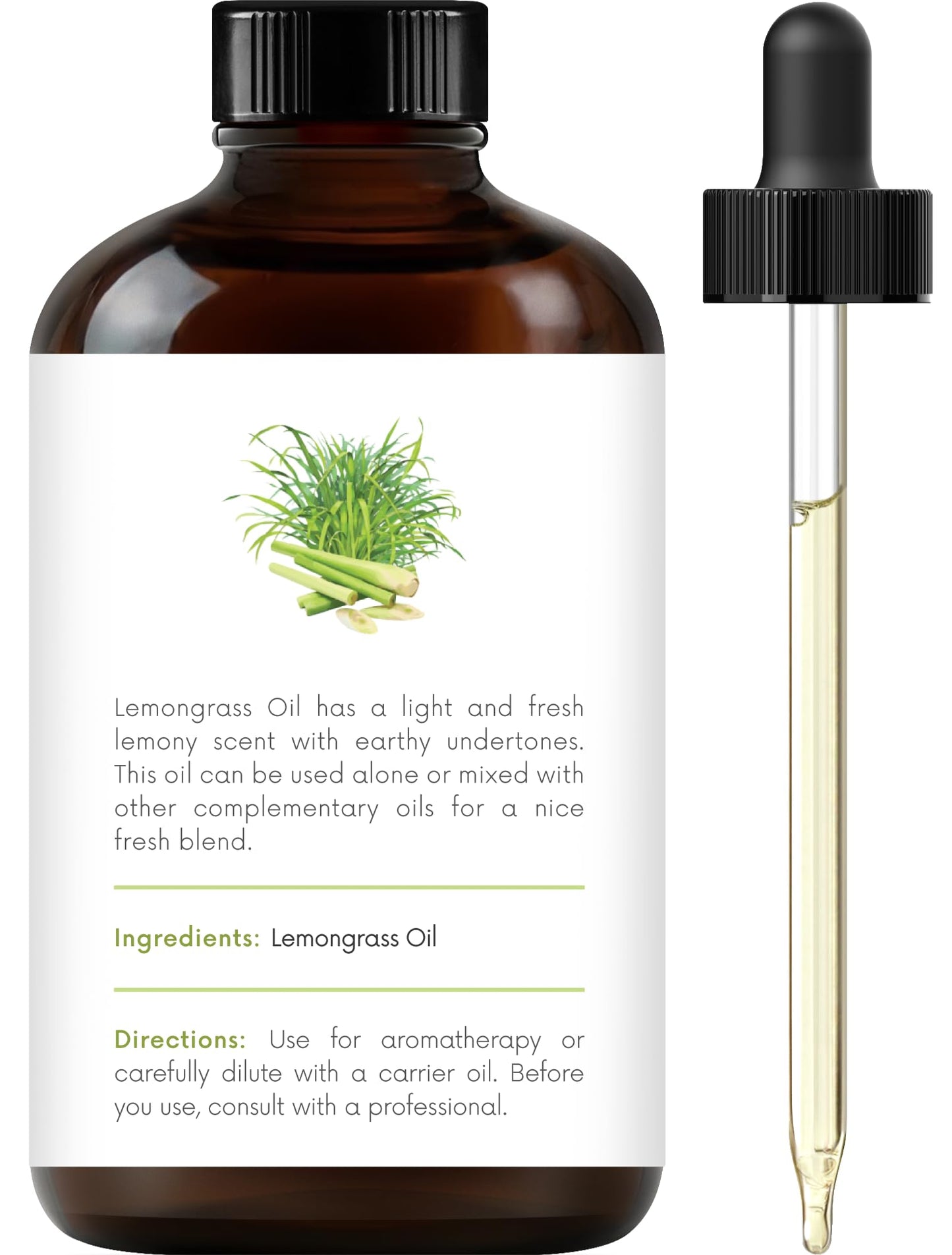 Handcraft Blends Lemongrass Essential Oil - 100% Pure Therapeutic Grade - 4 fl. Oz with Glass Dropper