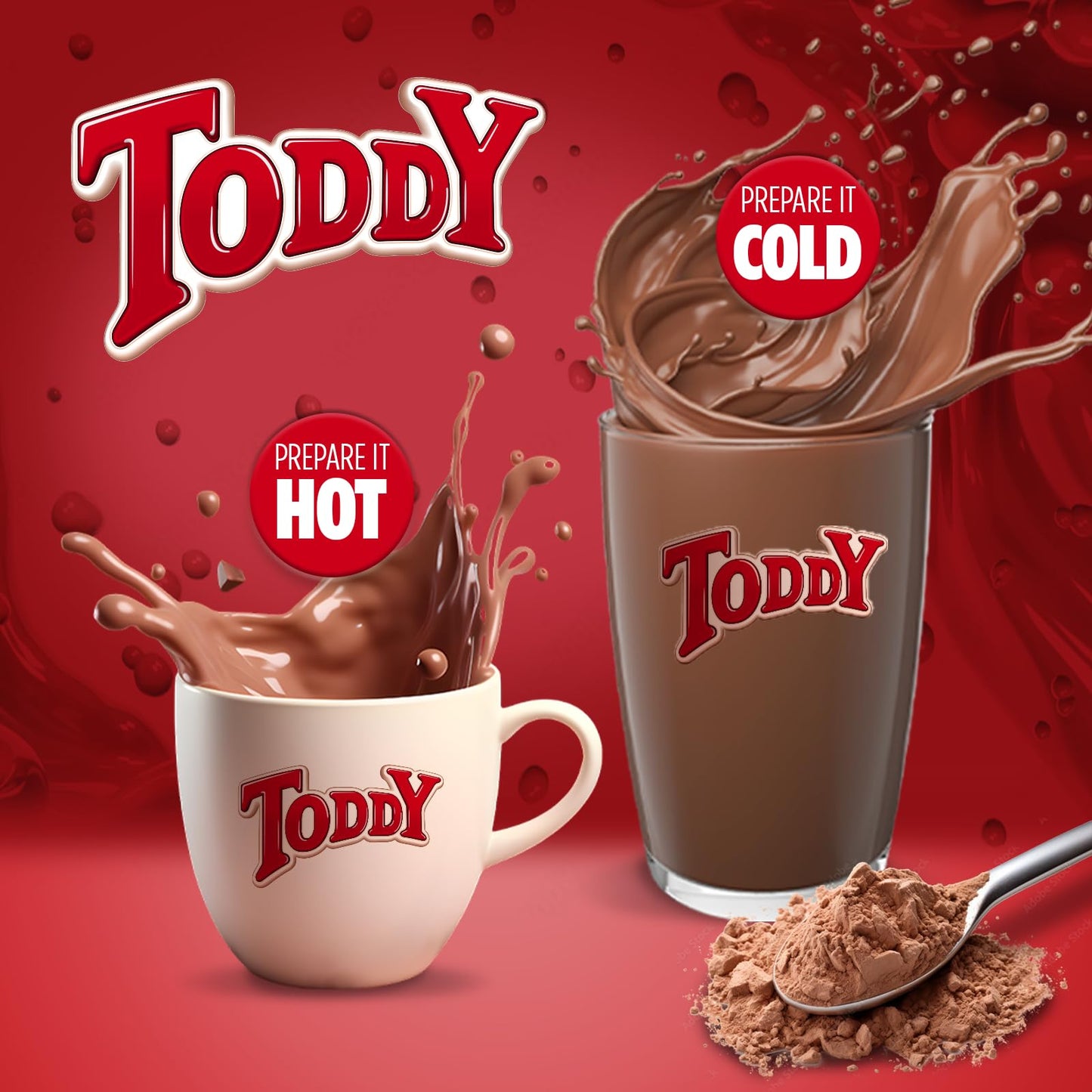 Toddy Chocolate Powder Drink Mix - Breakfast Shake with Vitamins and Proteins for Kids & Adults - Hot & Cold Beverage