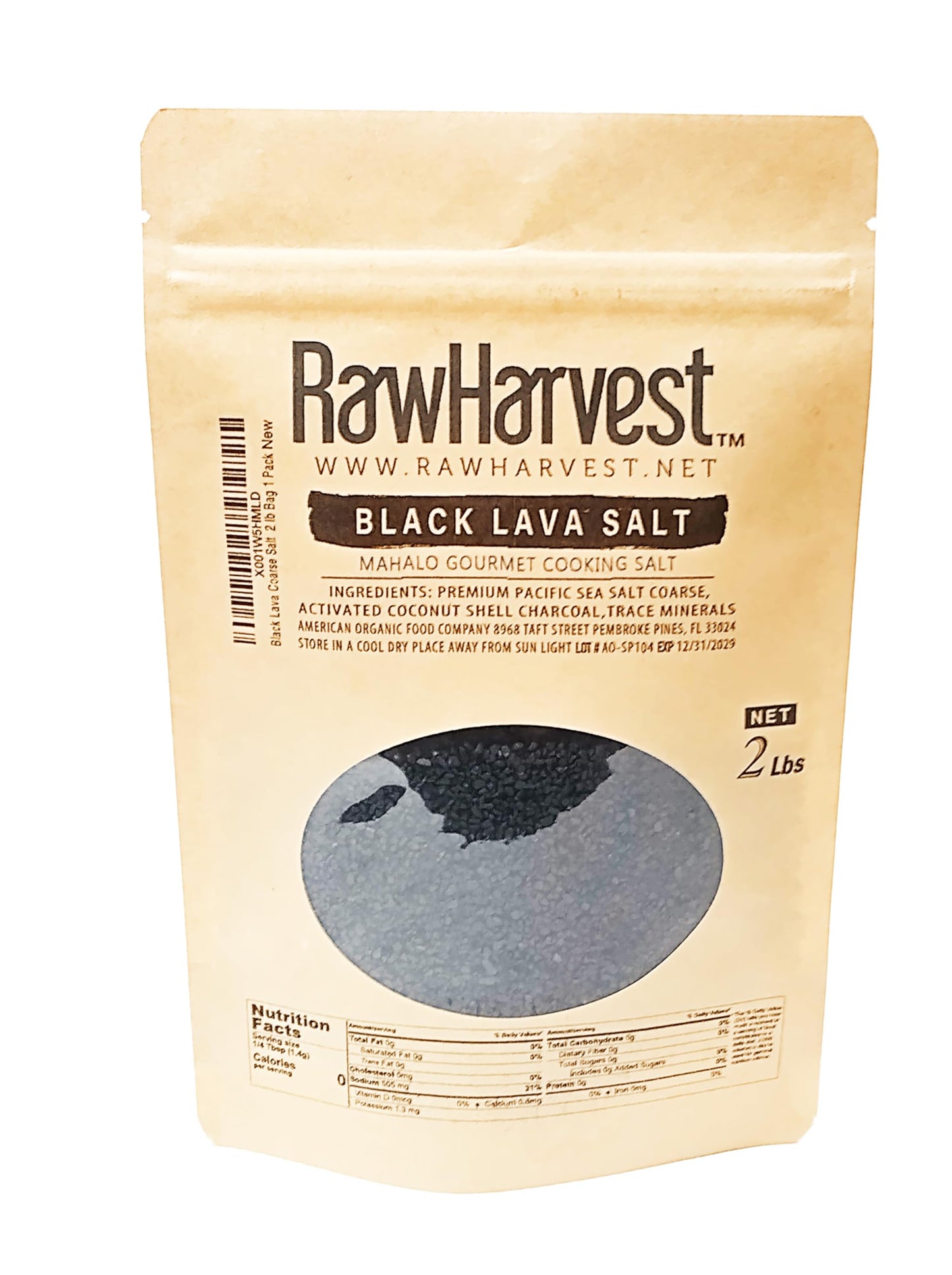 Raw Garden Black Lava Coarse Salt 2 Lb Bag