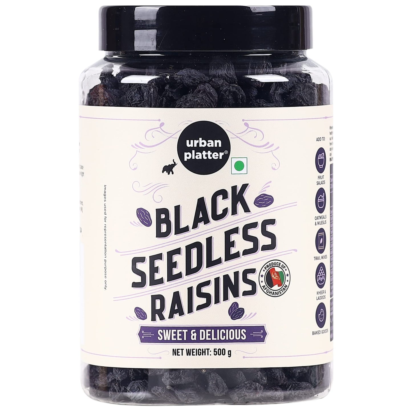 Urban Platter Seedless Black Raisins, 500g