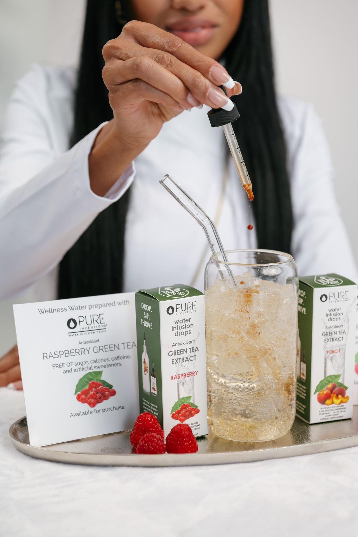Pure Inventions Water Infusion Drops - Green Tea Antioxidants, Sugar-Free, 2 Fl Oz, Raspberry
