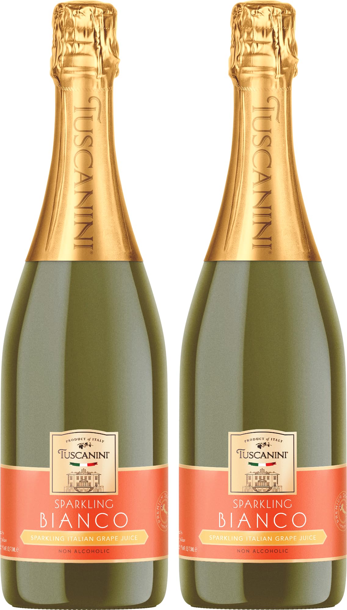 Tuscanini Sparkling Bianco Grape Juice 25.4Oz (2 Pack) | Non-Beverage-Style Celebration Drink | Festive Mushroom Cork | Refreshing & Elegant Sparkling Grape Juice | Perfect For Holidays Weddings & Special Occasions