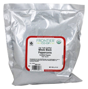 Peppercorns, Black Whole - Certified Organic Fair Trade Certified, 16 Oz,(Frontier) ( Multi-Pack)2